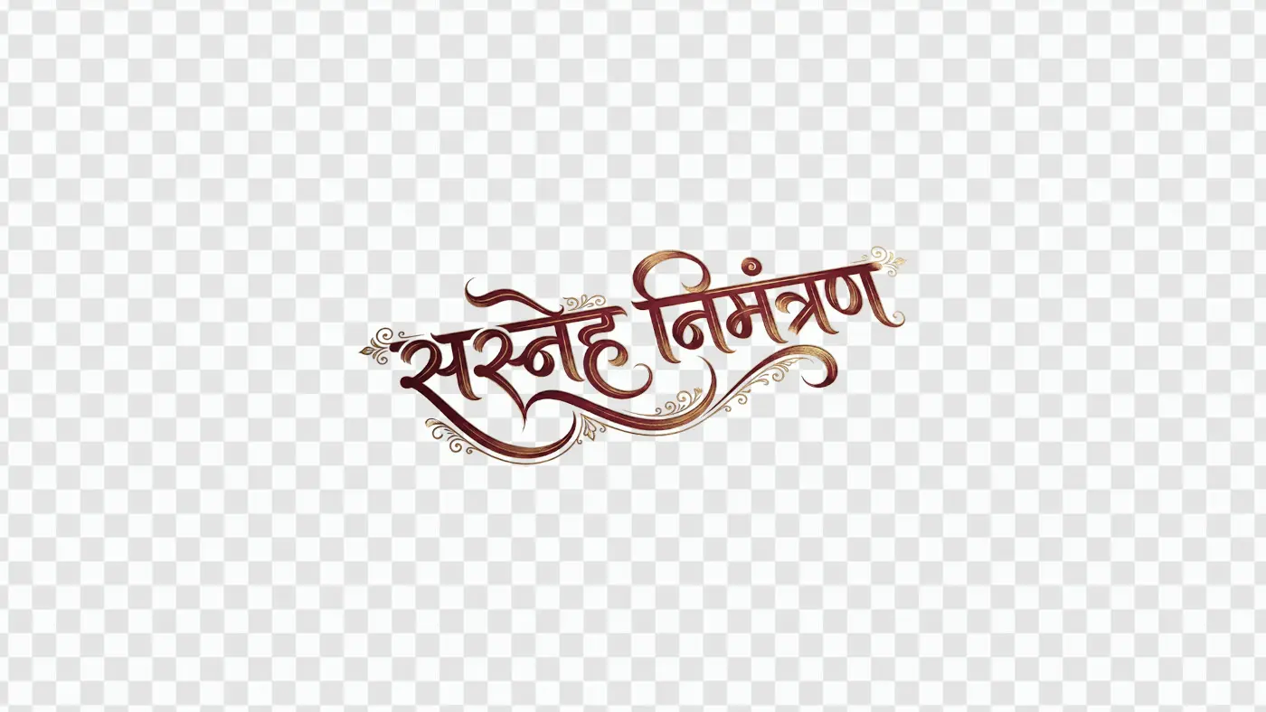 Sasneh Nimantran Hindi Calligraphy Ornate Invitation Clipart PNG