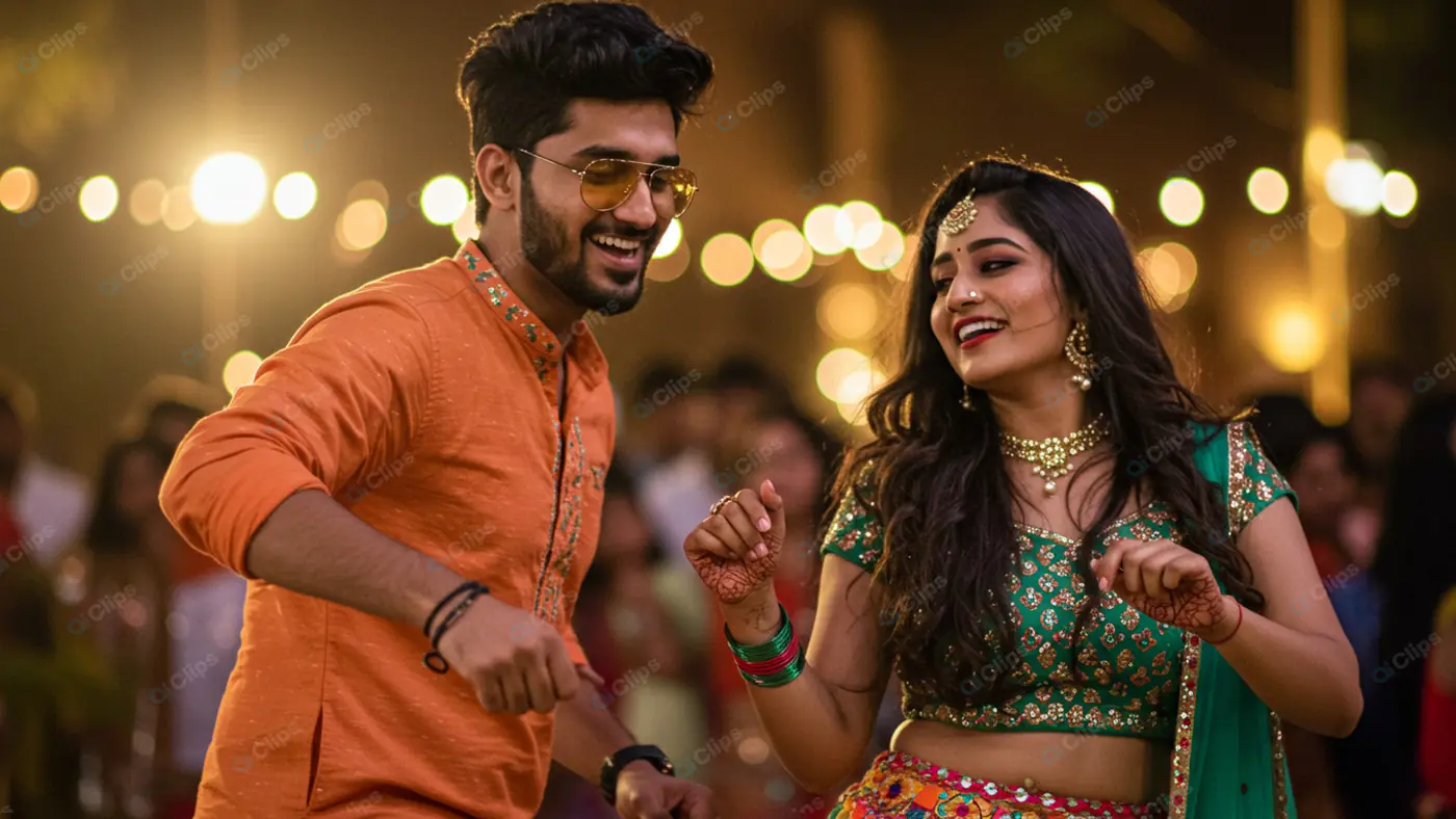 Festive Dance: Indian Couple in Traditional Attire