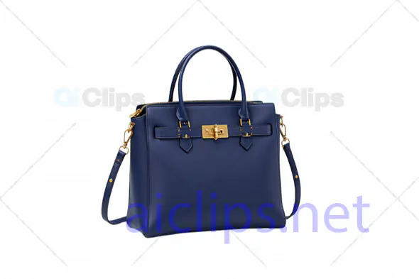 3D Realistic Navy Blue Leather Handbag Model