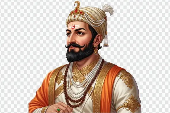 Chhatrapati Shivaji Maharaj Regal Portrait Illustration Clipart PNG
