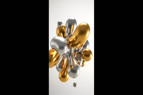 Metallic Liquid Droplets 3D Animation