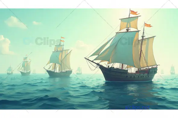 Majestic Sailing Ships on a Calm Sea