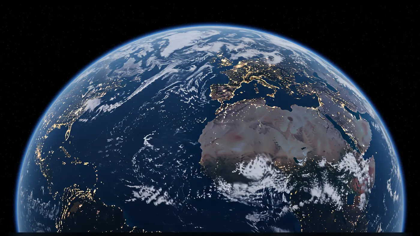 Earth from Space Showing Europe, Africa & the Middle East