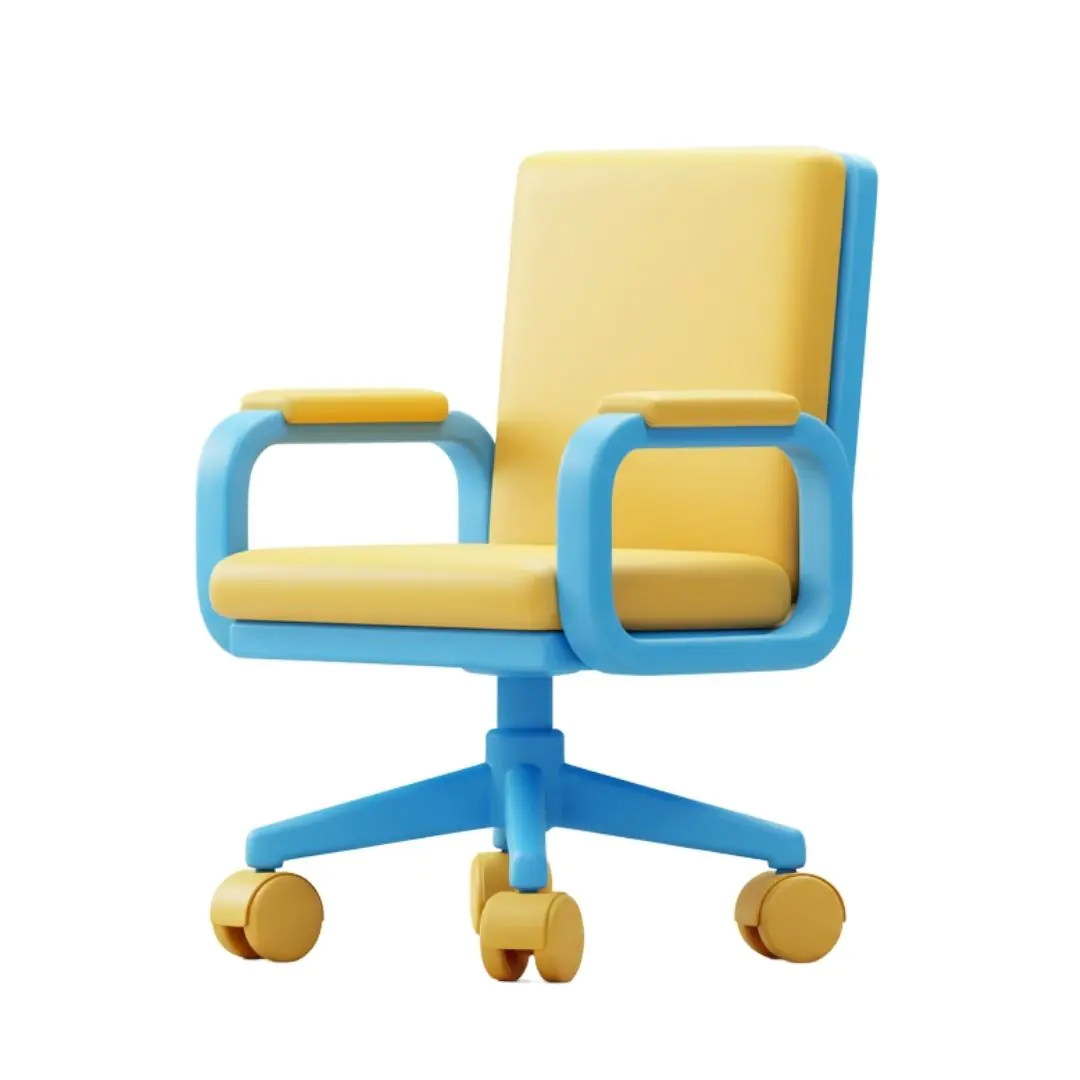 Stylish yellow and blue office chair 3D model