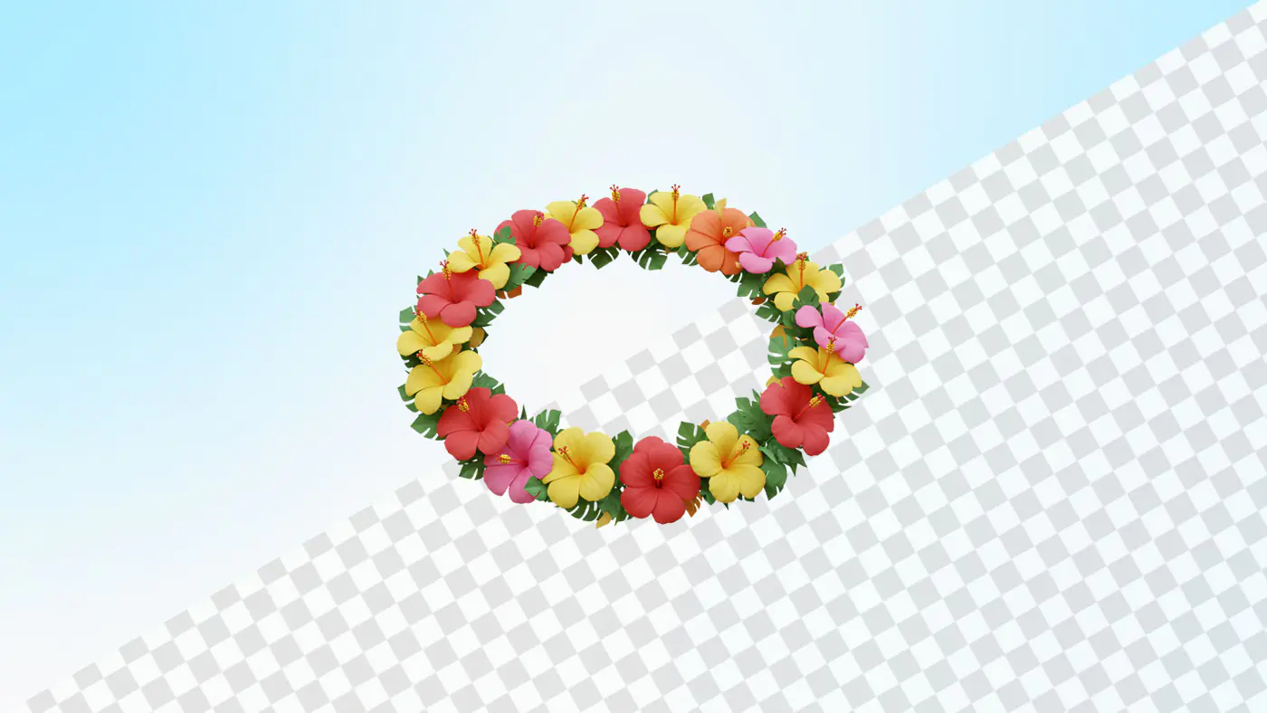 Colorful tropical hibiscus flower wreath 3D illustration