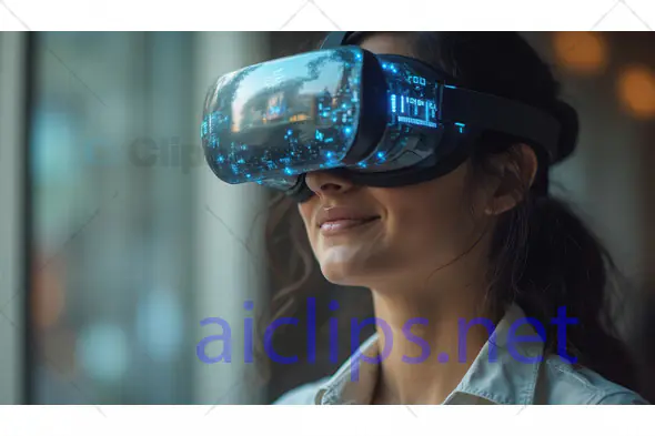 Woman Using Futuristic VR Headset