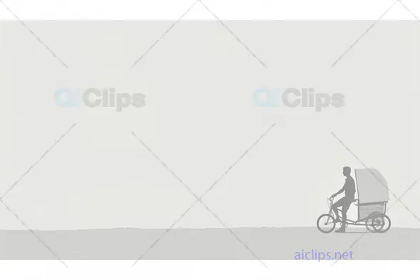 Minimalist Rickshaw Silhouette - Grey Tones Illustration