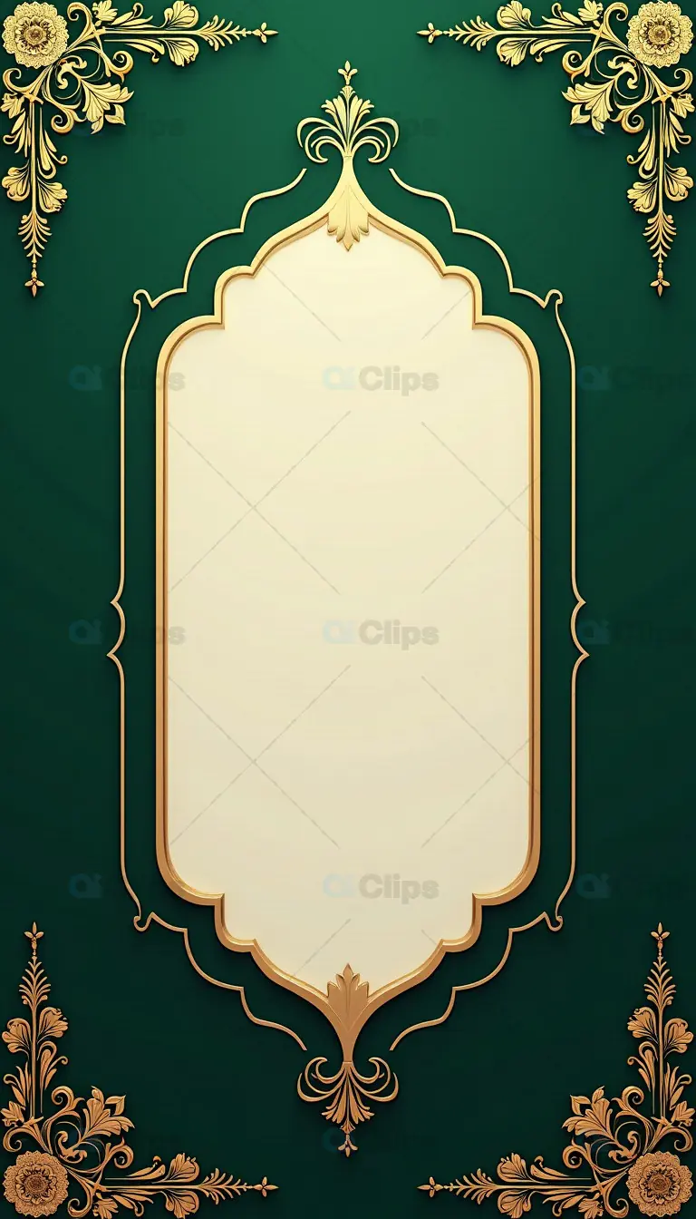 Luxurious Green and Gold Ornate Invitation Frame