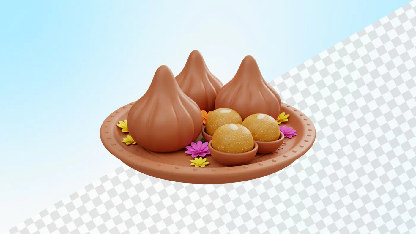 Indian sweets platter with modaks and laddoos
