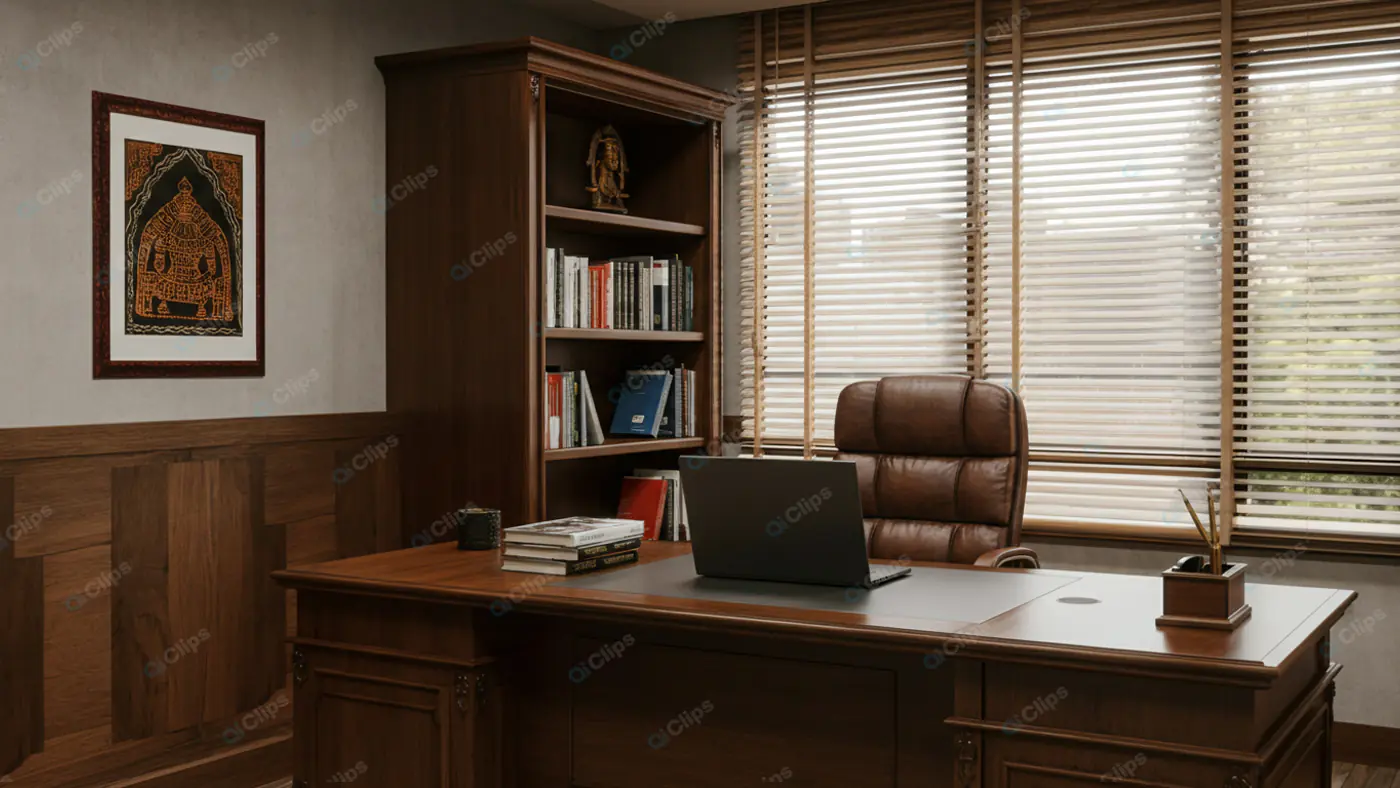 Professional Home Office with Cultural Flair