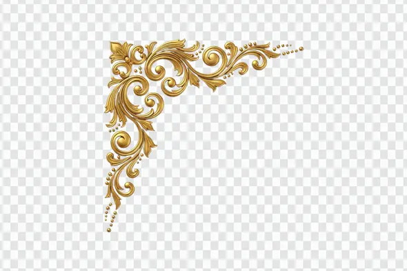 Elegant Gold Baroque Floral Corner Decoration Clipart PNG