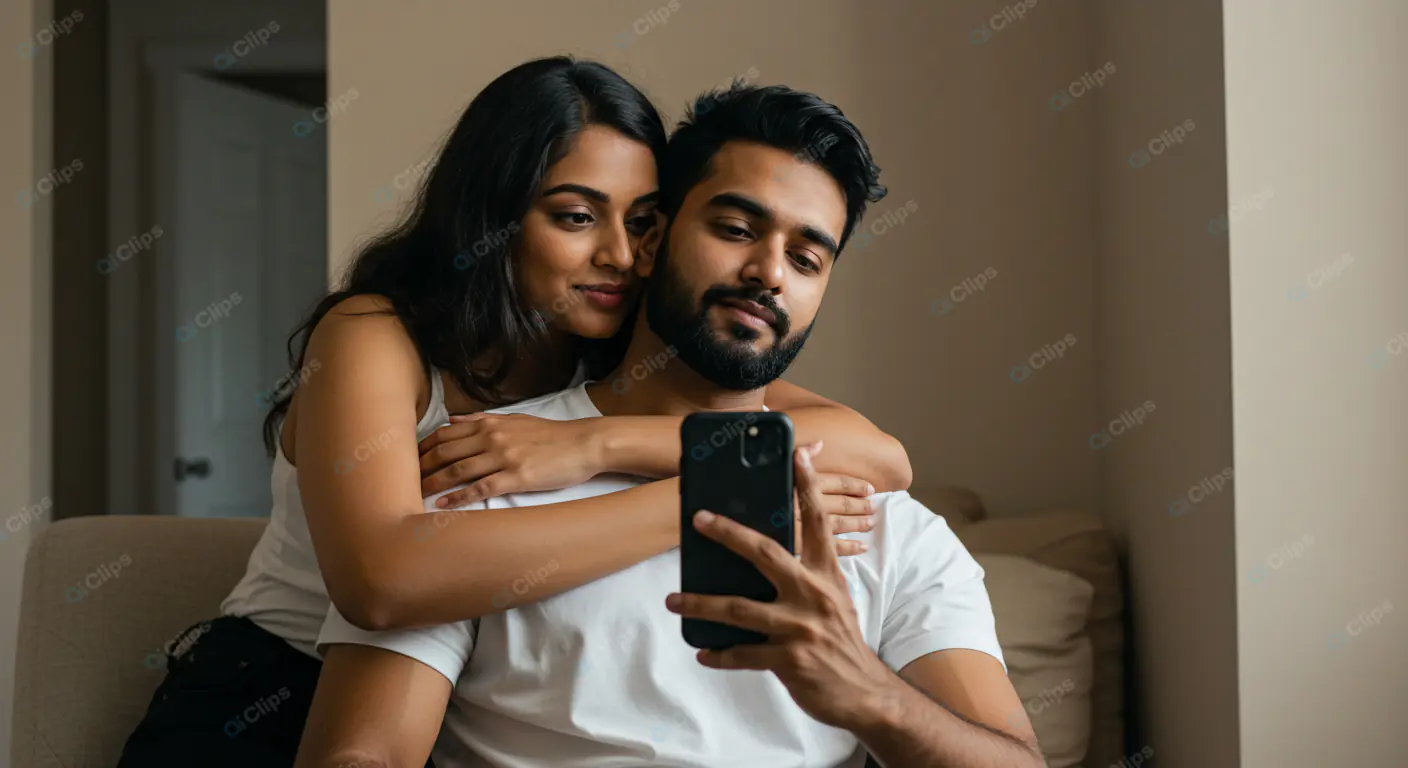 Intimate Couple's Digital Moment