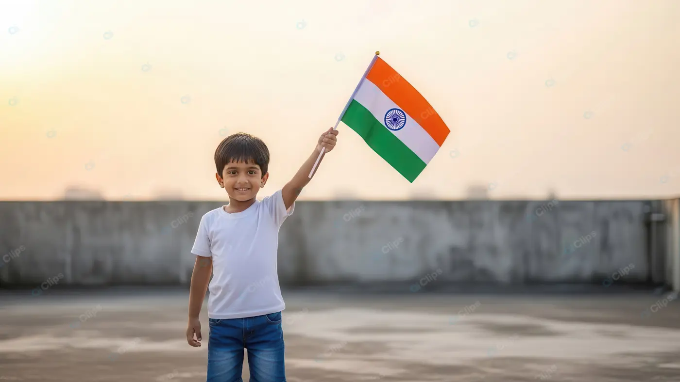 Young Patriot with Indian Flag