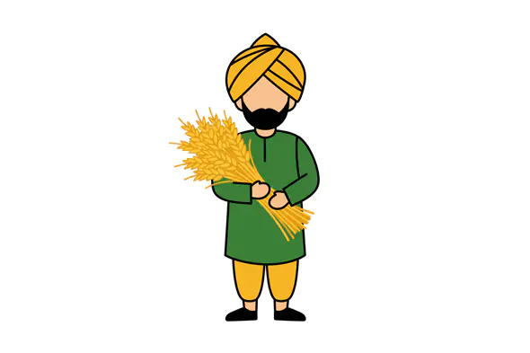 Sikh Farmer with Wheat Vector