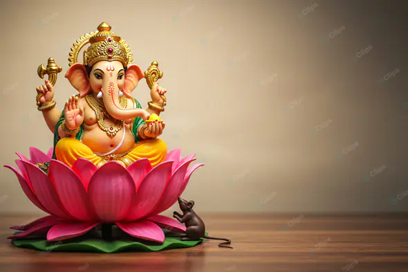Ganesha Idol on Lotus Throne