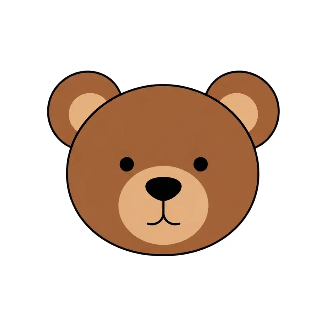 Simple Cute Brown Teddy Bear Face Icon Clipart PNG