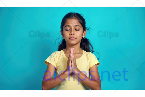 Peaceful Girl in Prayer Pose