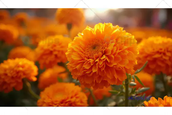 Vibrant Orange Marigold Flower Bloom
