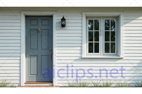 Classic White House Front Door and Window