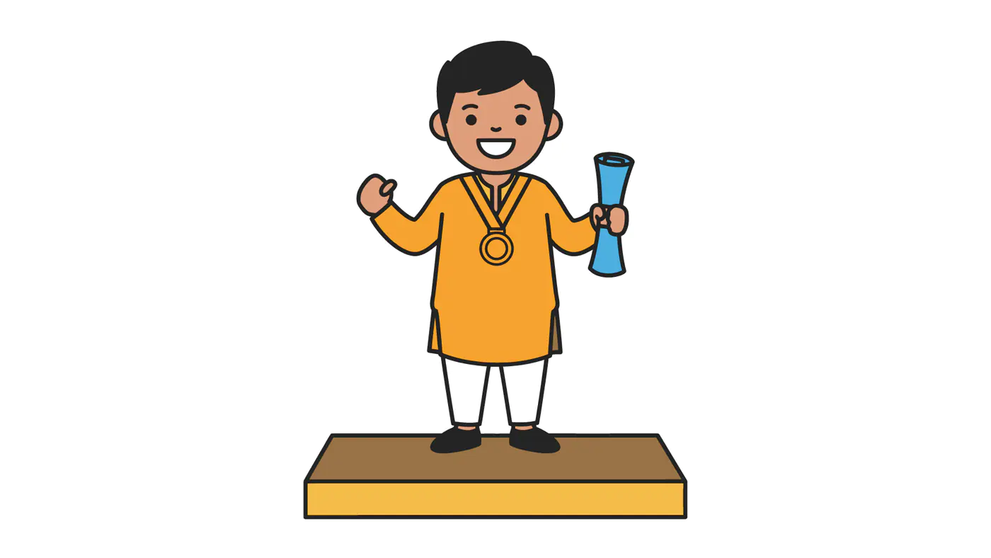 Victorious Student Vector Graphic