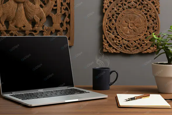 Artisanal Home Office with Cultural Decor