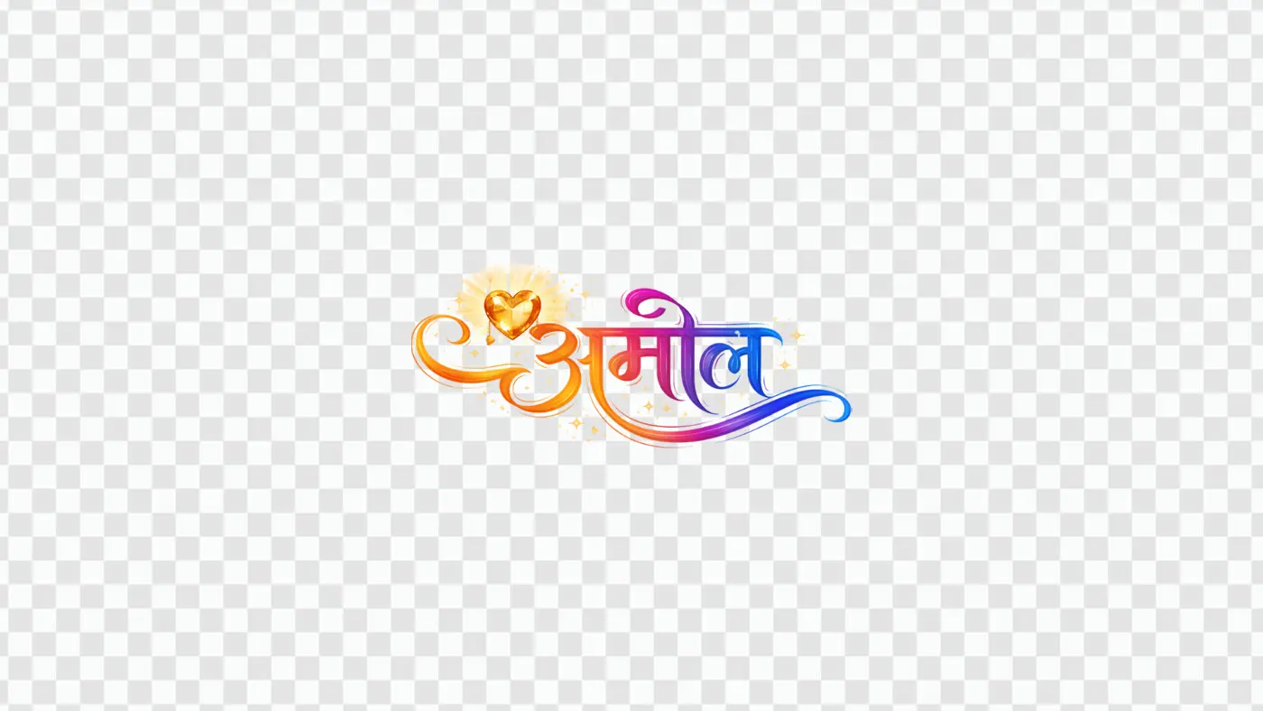 Precious Amol Hindi Calligraphy with Golden Heart Clipart
