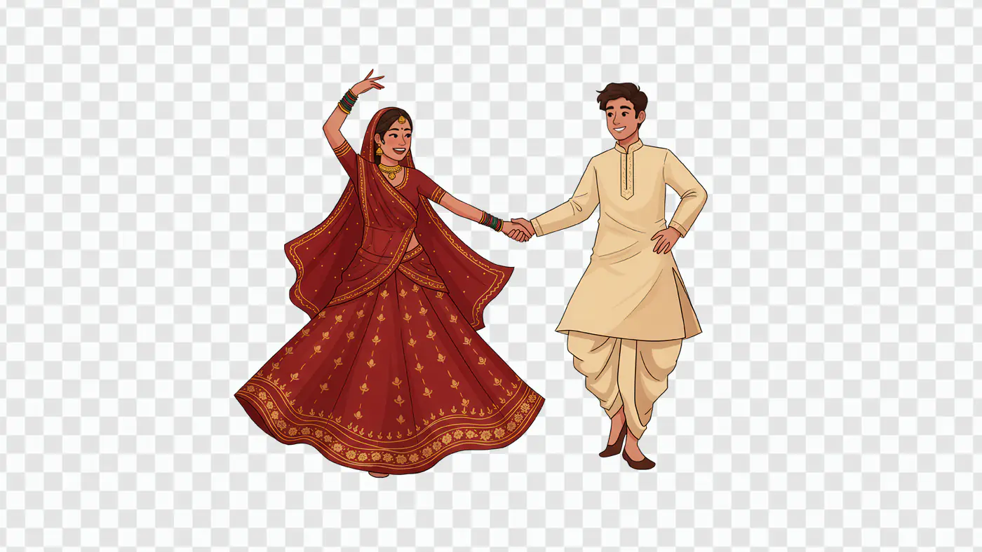Elegant Indian Couple in Traditional Attire PNG Clipart