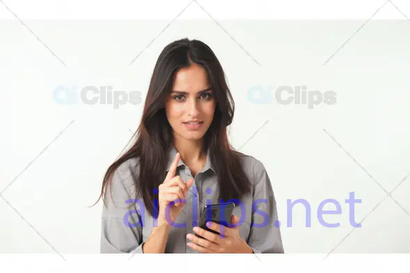 Woman Holding Phone with Instruction Gesture