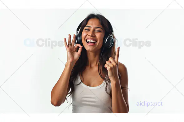 Happy Woman Listening to Music
