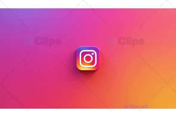 3D Instagram Logo with Colorful Gradient Background
