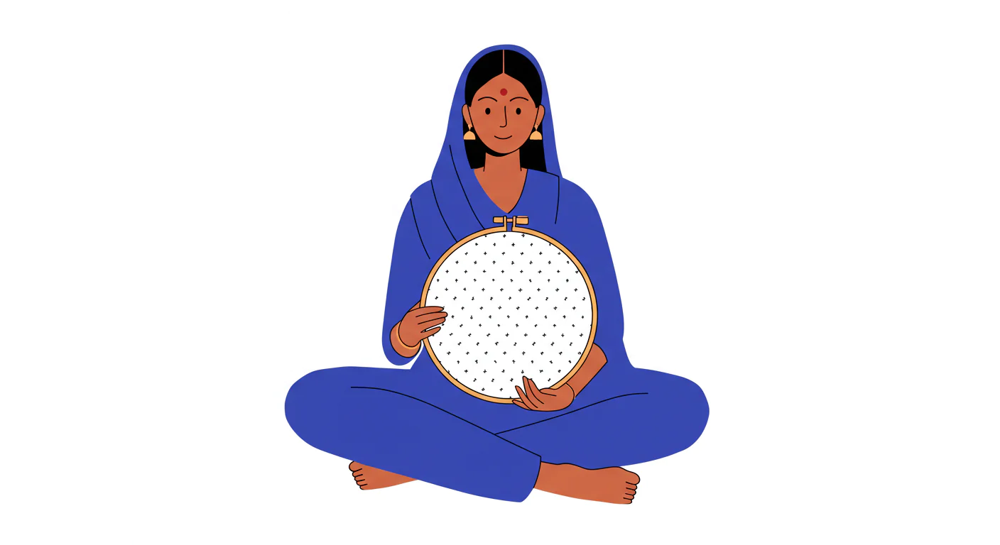 Indian Embroiderer Vector Graphic