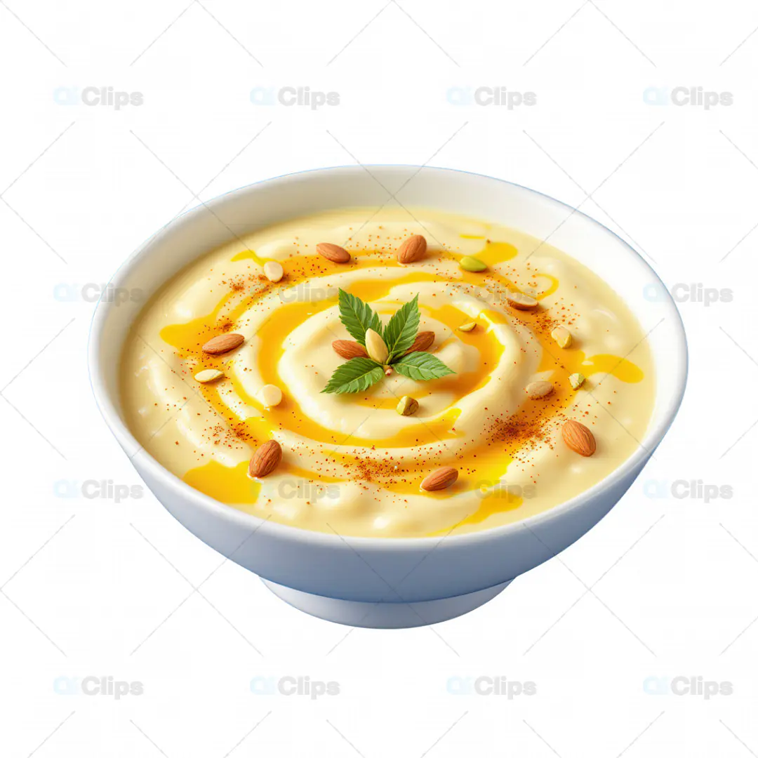 3D Creamy Hummus Bowl with Garnish