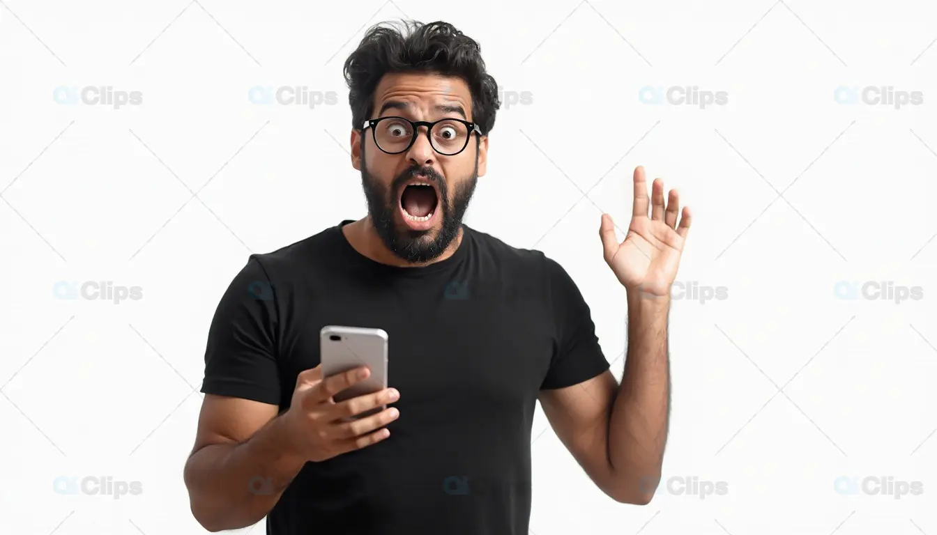 Surprised Man Holding Smartphone