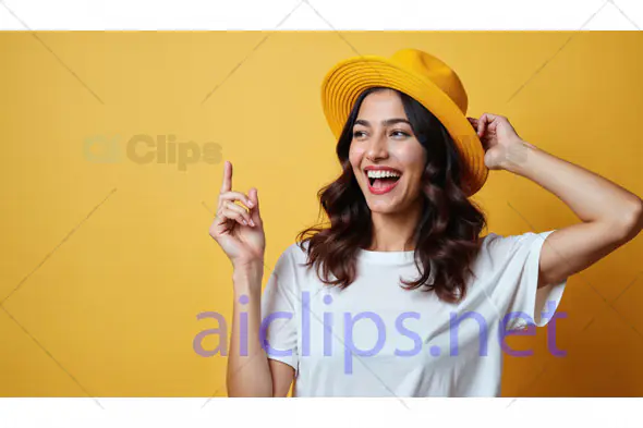 Cheerful Woman in Yellow Hat