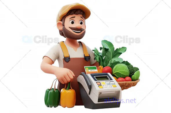 3D Vegetable Vendor with Payment Terminal