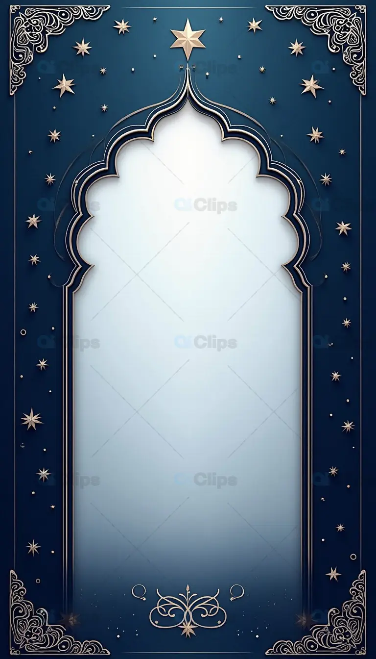 Elegant Islamic Arch Invitation with Starry Night Design