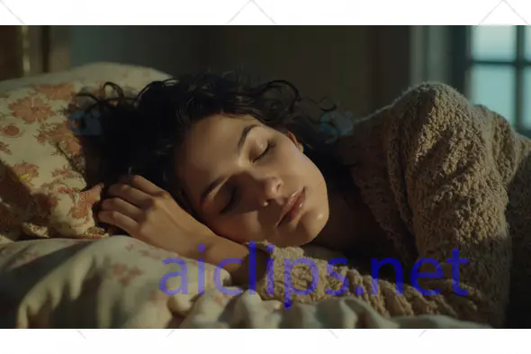 Peaceful Woman Sleeping in Cozy Bedroom