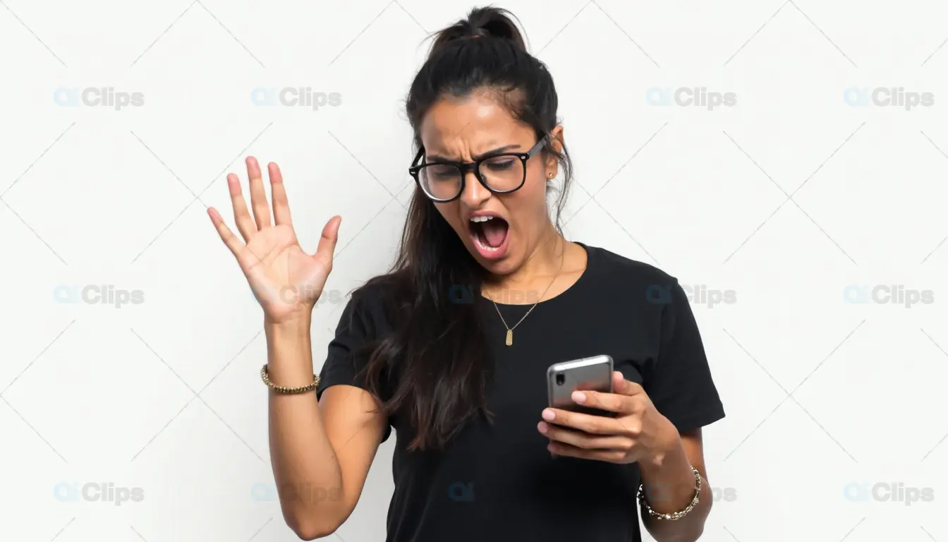 Angry Woman Shouting at Smartphone