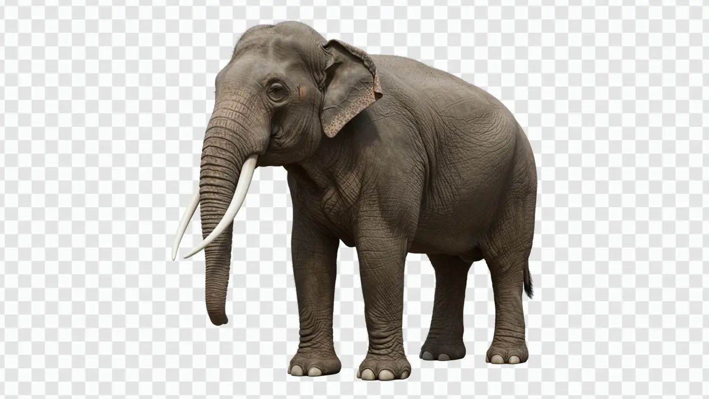 Majestic Asian Elephant with Ivory Tusks PNG