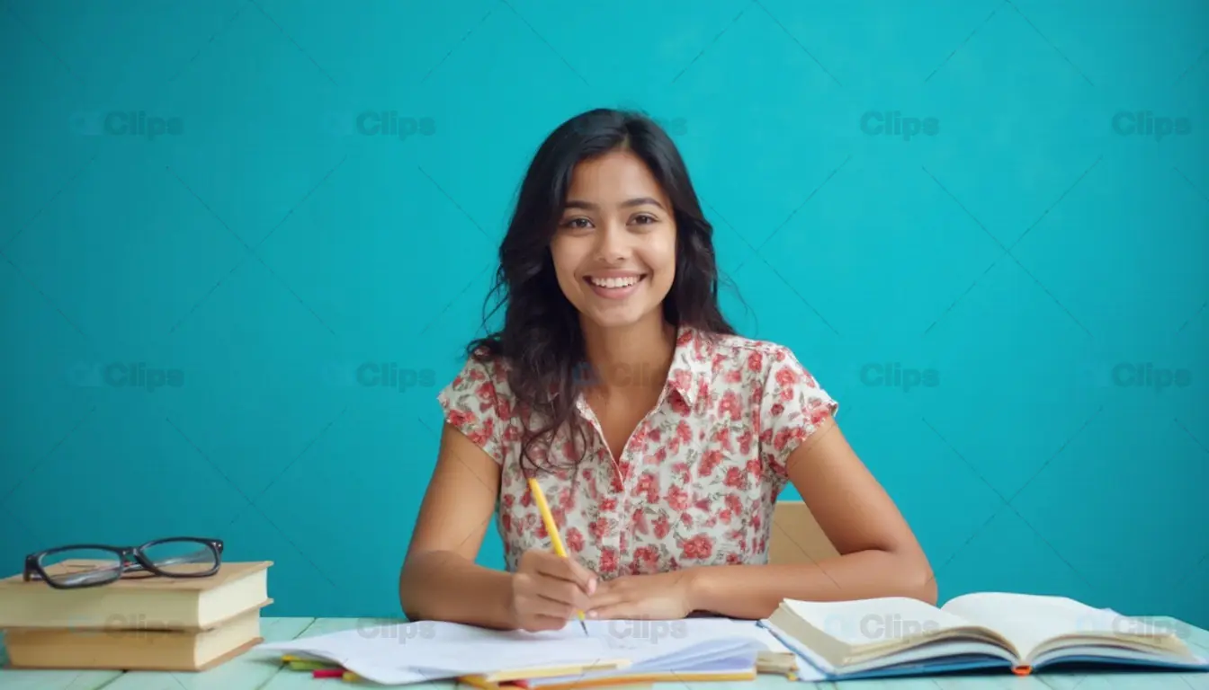 Student Studying with Books