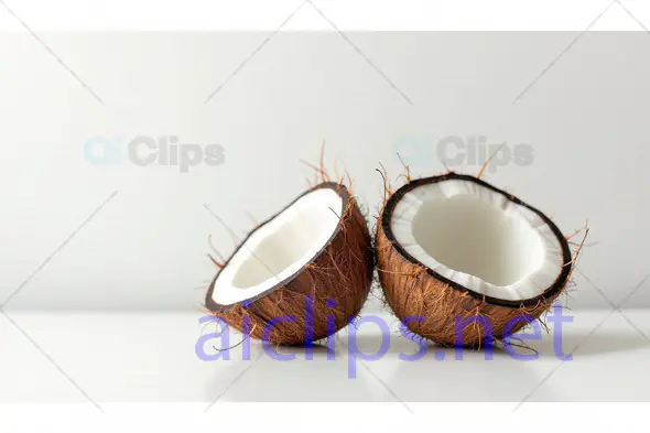 Fresh Coconut Halves with White Flesh