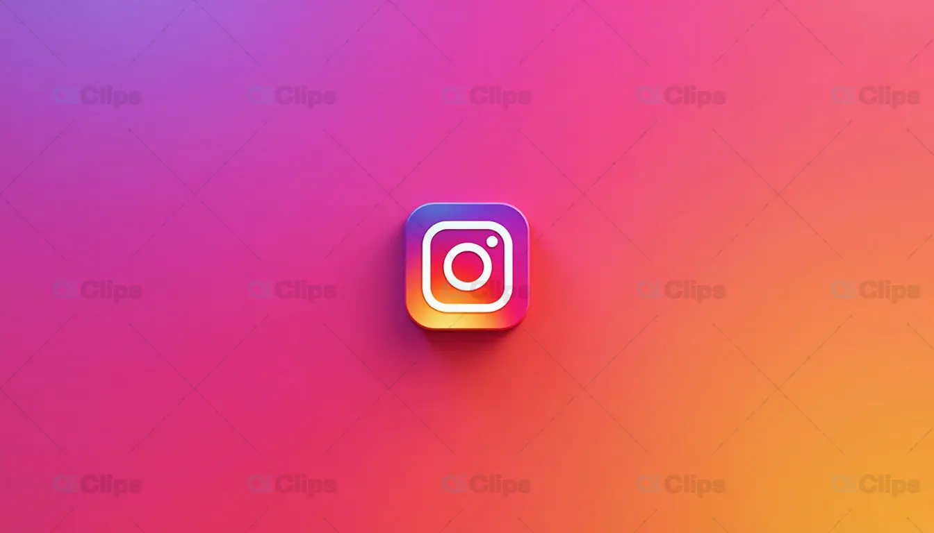 3D Instagram Logo with Colorful Gradient Background