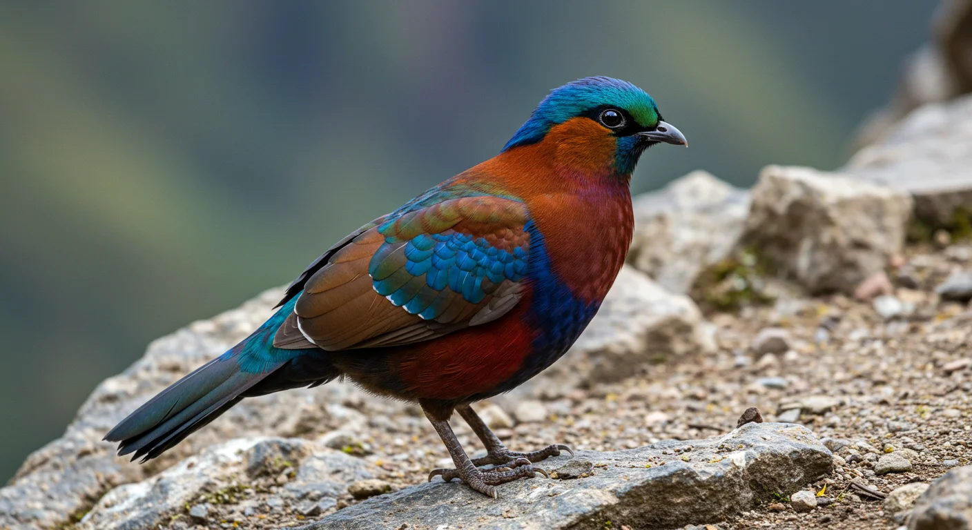 Himalayan Monal Bird Standing on Rocky Terrain – Vibrant Indian Wildlife