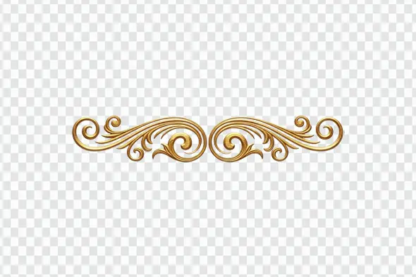 Elegant Gold Textured Baroque Divider Ornament Clipart PNG