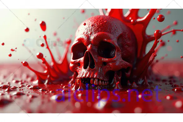 Red Skull with Paint Splashes