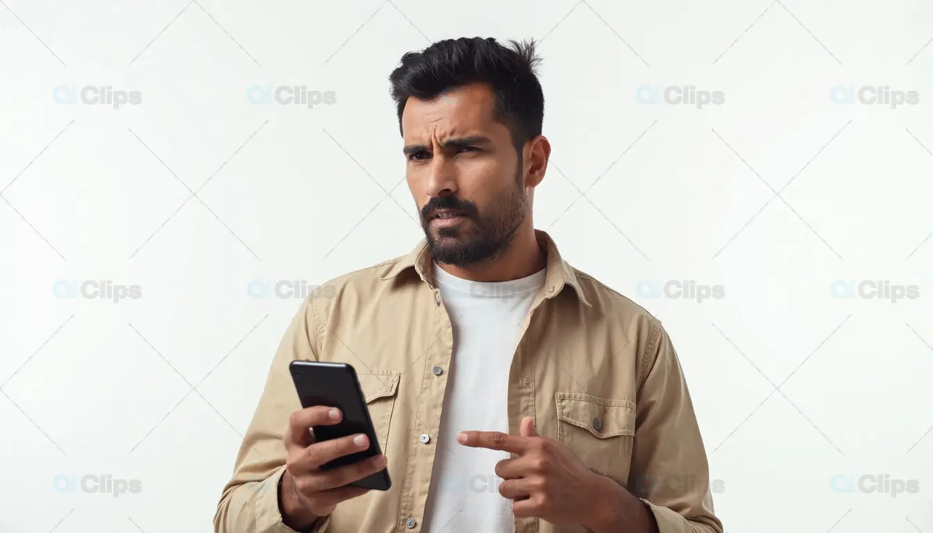 Man Looking Confused at Smartphone