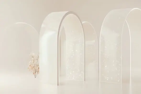Dreamy Transparent Wedding Arch Decor with Soft Sparkle Glow