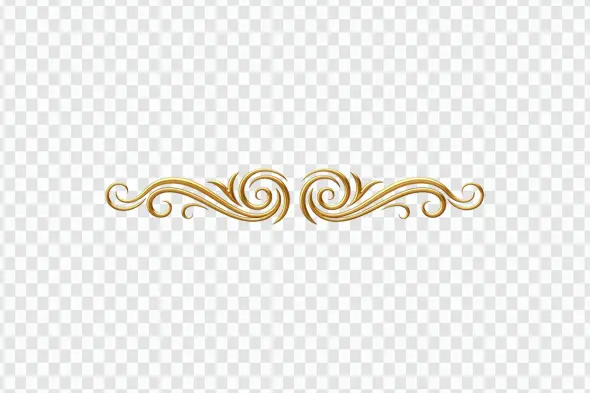 Elegant Gold Metallic Swirl Divider Ornament Clipart PNG
