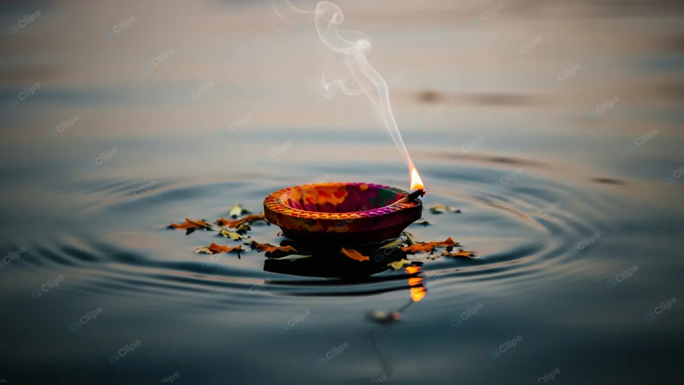 Floating Diya: Serene Spiritual Reflection