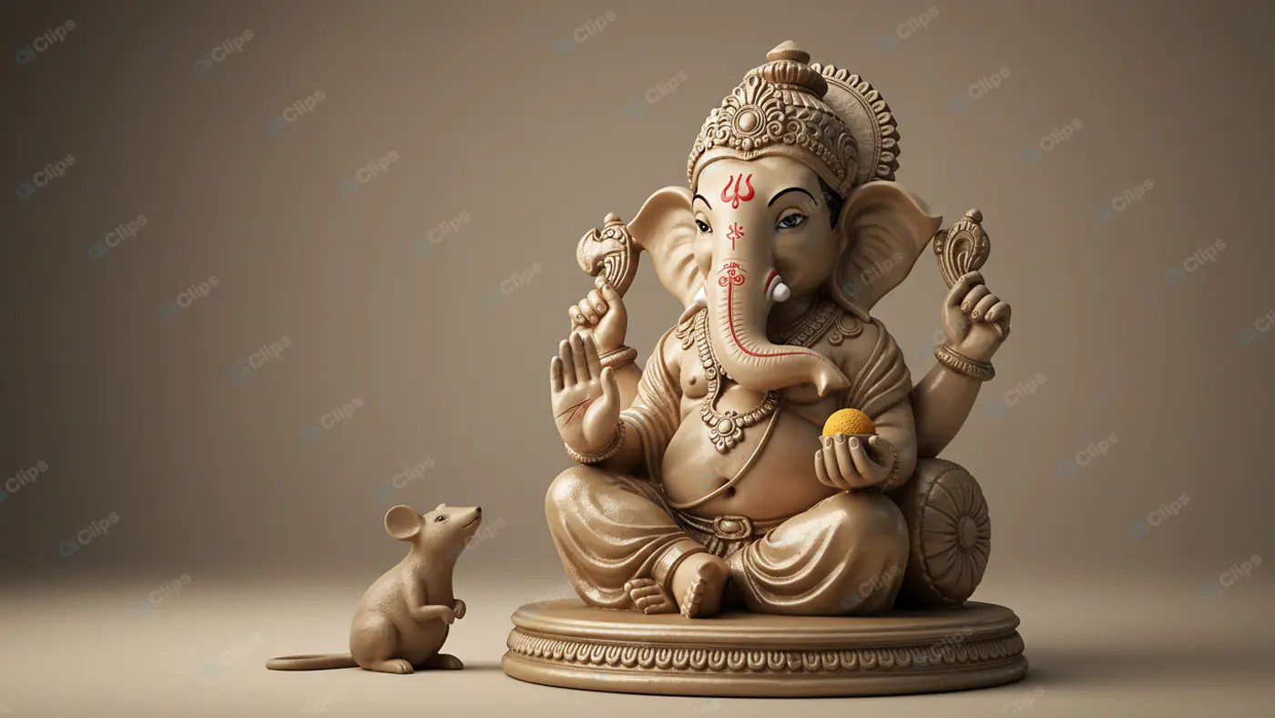 Ganesha Statue with Devoted Mouse